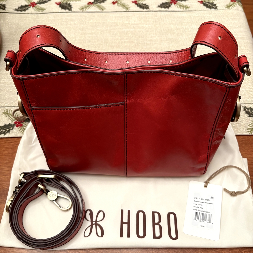 HOBO Vibrant Polished Red Leather Hobo Bag